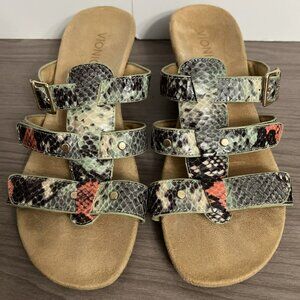 Vionic Women's Sandals Size 8 Radia Snake Print Comfort Wedge Slip On Adjustable
